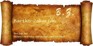 Bartko Zakariás névjegykártya
